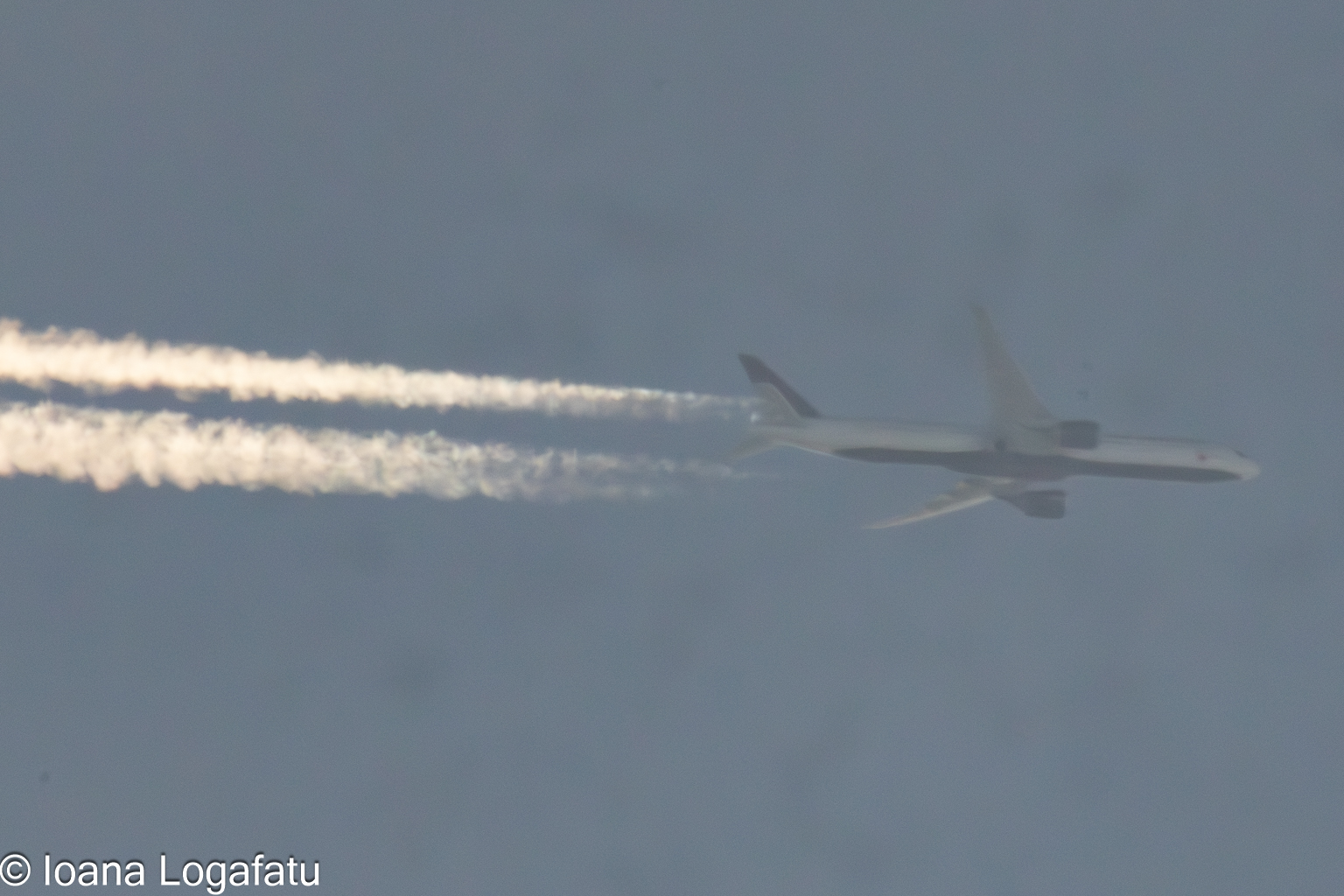Jet trails in a clear blue sky